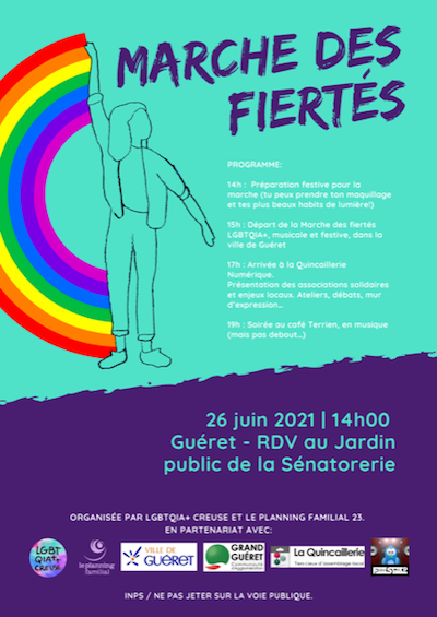 Affiche Marche des Fiertés Guéret 26/06/21